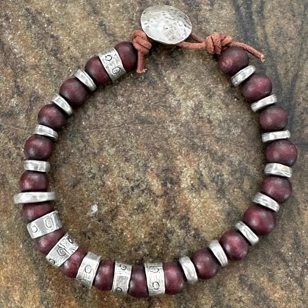 Jes MaHarry unisex sample bracelet with wood beads. New with tags.